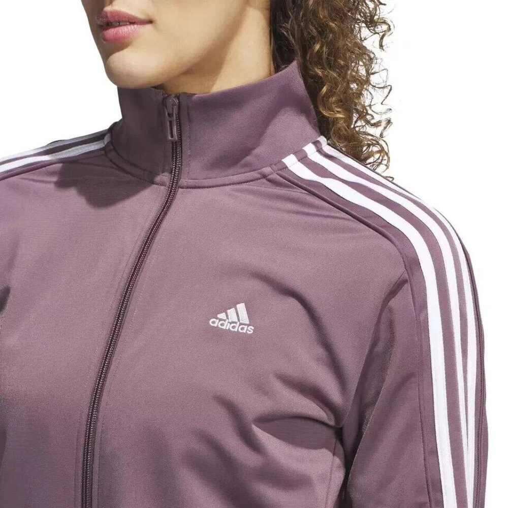 Adidas Womens Sm Activewear Zip-up Track Jacket Athletic 3-Stripe Long Sleeve